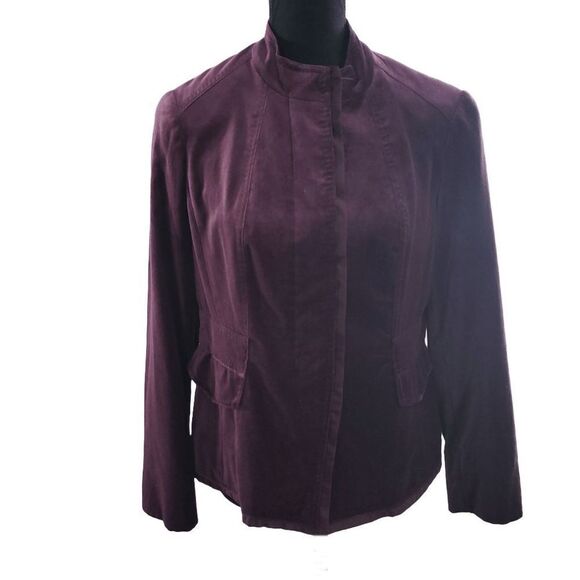Coldwater Creek Classic Purple Velour Feel Button-Up Jacket Size P12 - Picture 1 of 9